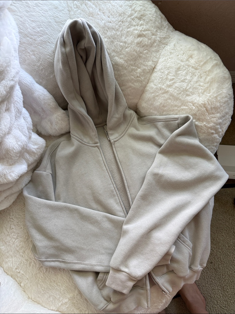 Skims Stone Cotton Fleece classic hoodie zip up beige greige